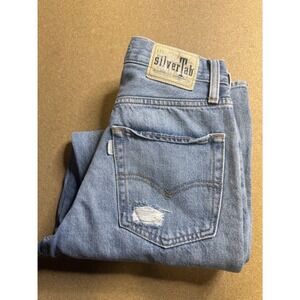 Levis SilverTab 94 Baggy Jeans Womens 27 Light Wash Distressed Wide Leg Denim
